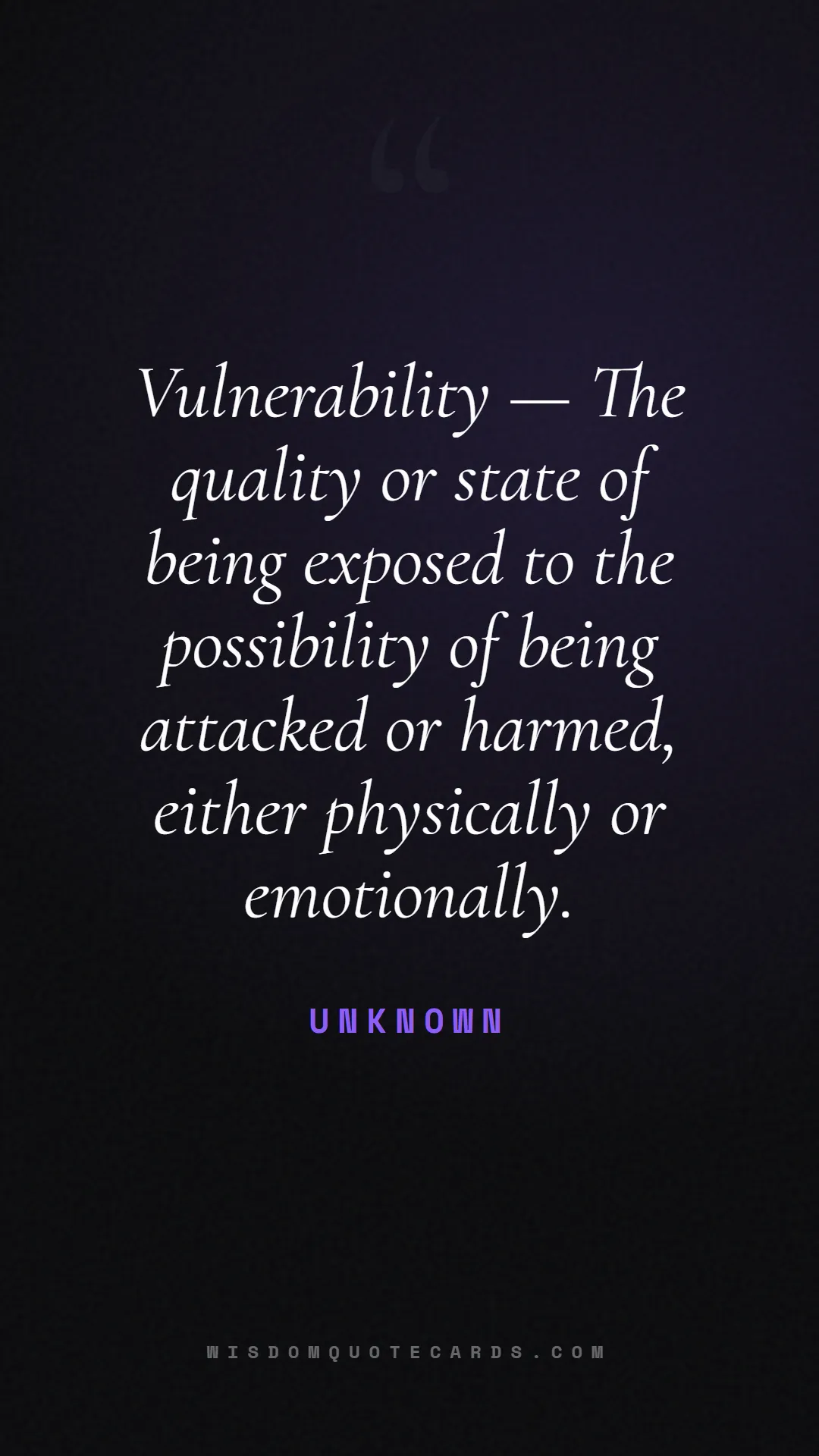 Quote by Unknown about aesthetic, short, instagram: Vulnerability — The quality or state of being expo...