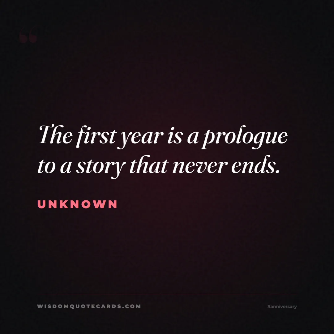 Quote by Unknown about anniversary, first year, marriage: The first year is a prologue to a story that never...