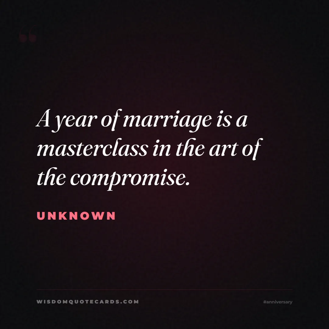 Quote by Unknown about anniversary, first year, marriage: A year of marriage is a masterclass in the art of ...