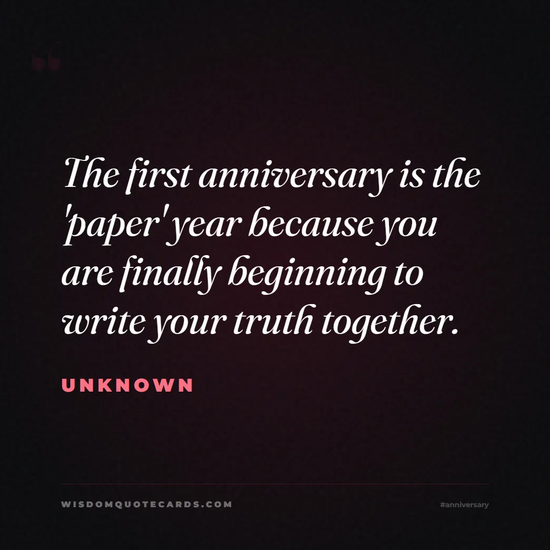 Quote by Unknown about anniversary, first year, marriage: The first anniversary is the 'paper' year because ...