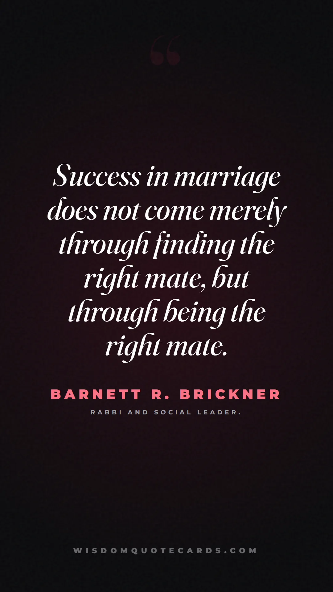 Quote by Barnett R. Brickner about anniversary, first year, marriage: Success in marriage does not come merely through f...